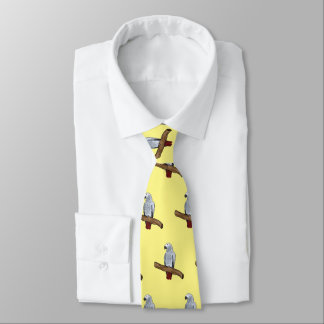African grey parrot cartoon illustration  tie