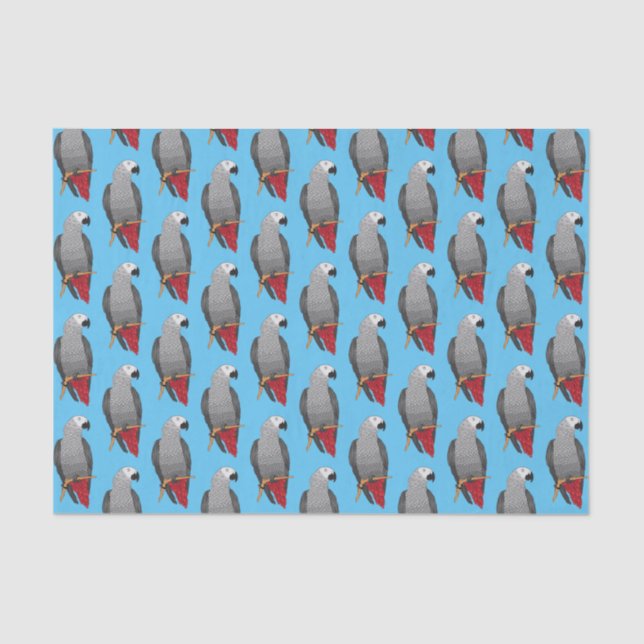 African grey parrot cartoon illustration  tissue paper (Front)