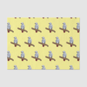 African grey parrot cartoon illustration  tissue paper