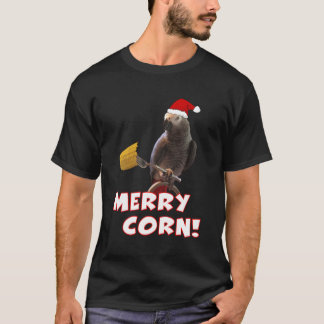 African Grey Parrot Christmas Merry Corn Long Slee T-Shirt