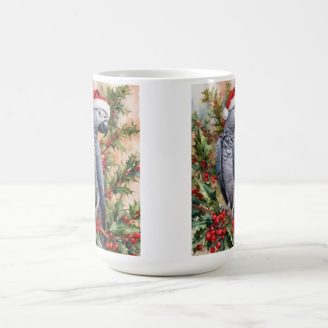African Grey Parrot Christmas Mug (Center)