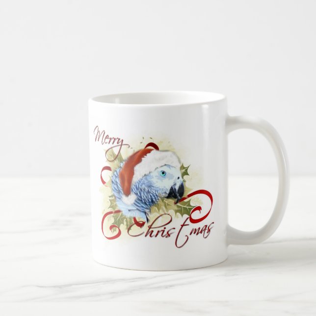 African Grey Parrot Christmas Mugs (Right)