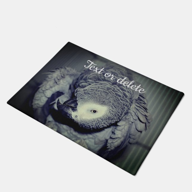 African Grey Parrot Cute Bird 2 Personalized  Doormat (Angled)