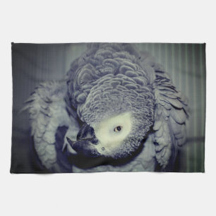African Grey Parrot Cute Bird 2 Tea Towel