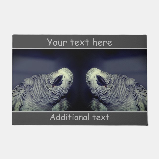 African Grey Parrot Cute Bird Personalised   Doormat (Front)