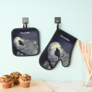 African Grey Parrot Cute Bird Personalised Oven Mitt & Pot Holder Set