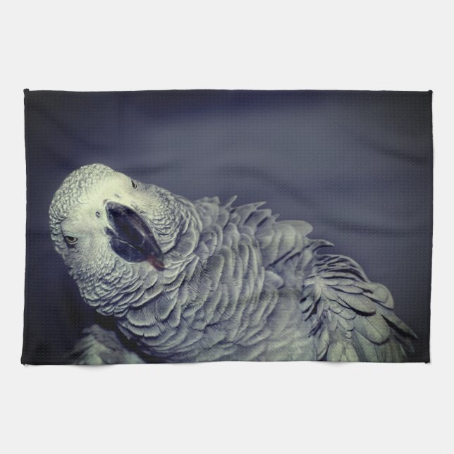 African Grey Parrot Cute Bird   Tea Towel (Horizontal)