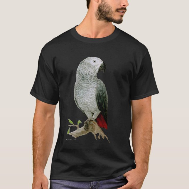 African Grey Parrot (dark design) T-Shirt (Front)