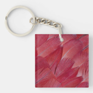 African Grey Parrot Feather Design Key Ring