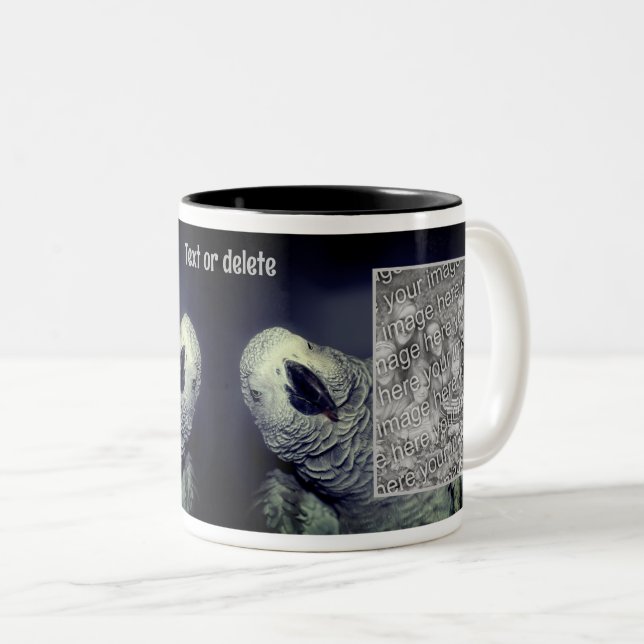 African Grey Parrot Frame Add Your Photo Two-Tone Coffee Mug (Front Right)