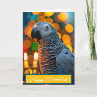 African Grey Parrot Hanukkah Card