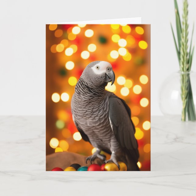African Grey Parrot Holiday Cards  (Front)