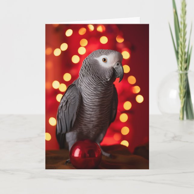 African Grey Parrot Holiday Cards  (Front)
