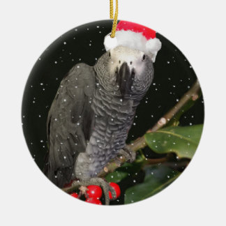 African Grey Parrot Holiday Season Ceramic Tree Decoration