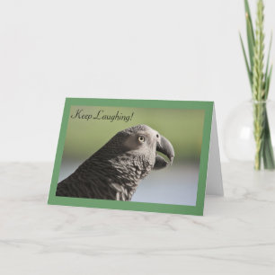 African Grey Parrot "Keep Laughing" Greeting Card