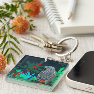 African grey parrot key ring