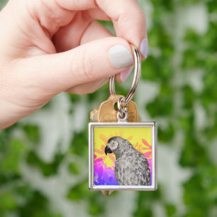 African grey Parrot  Key Ring