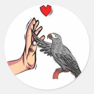 African Grey Parrot Love funny Womens Classic Round Sticker