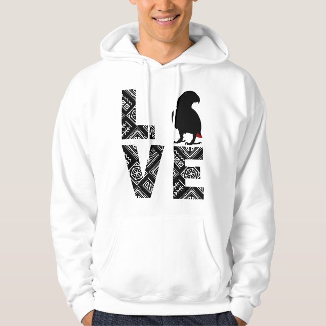 African Grey parrot love Hoodie (Front)