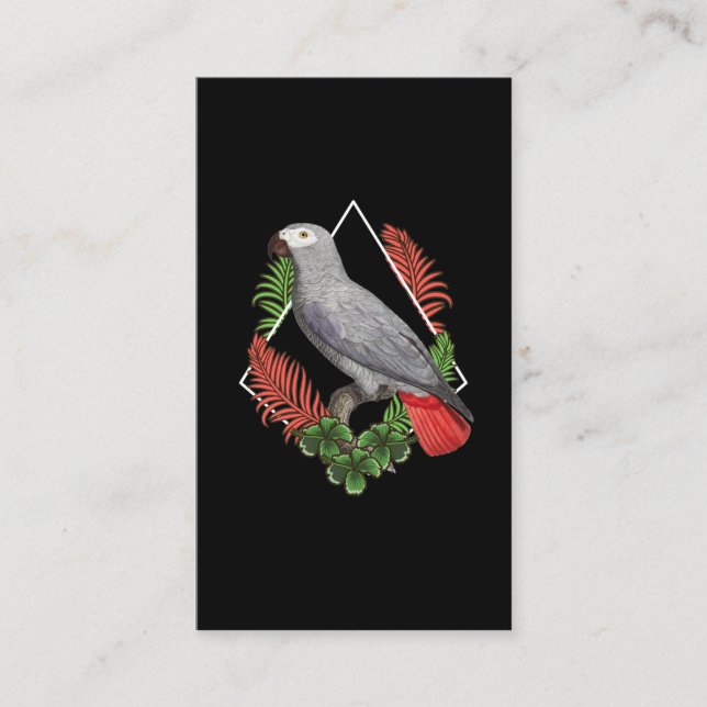 African Grey Parrot Lover Flower Business Card (Front)