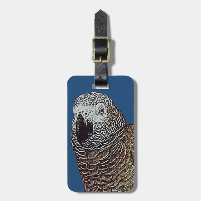 African Grey Parrot Luggage Tag (Front Vertical)