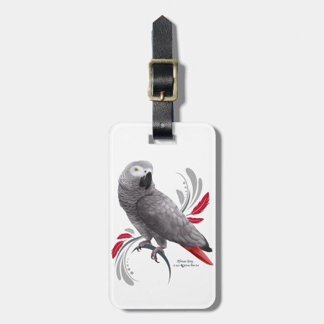 African Grey Parrot Luggage Tag (Front Vertical)