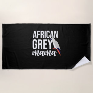 African Grey Parrot Mama Beach Towel