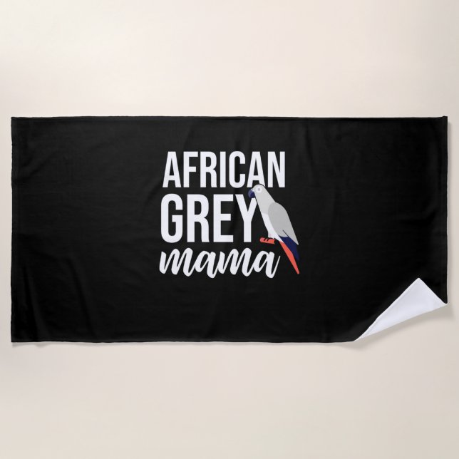 African Grey Parrot Mama Beach Towel (Front)