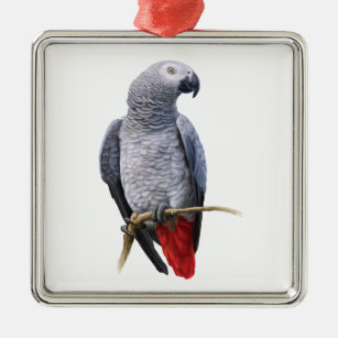 African Grey Parrot Metal Tree Decoration
