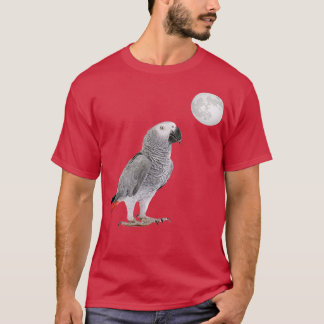African Grey Parrot Moon T-Shirt