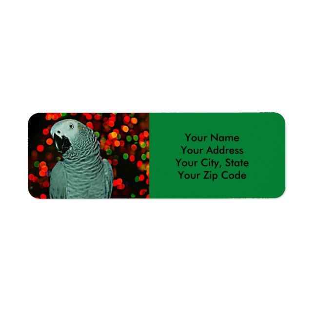 African Grey Parrot Painting with Christmas Tree (Front)