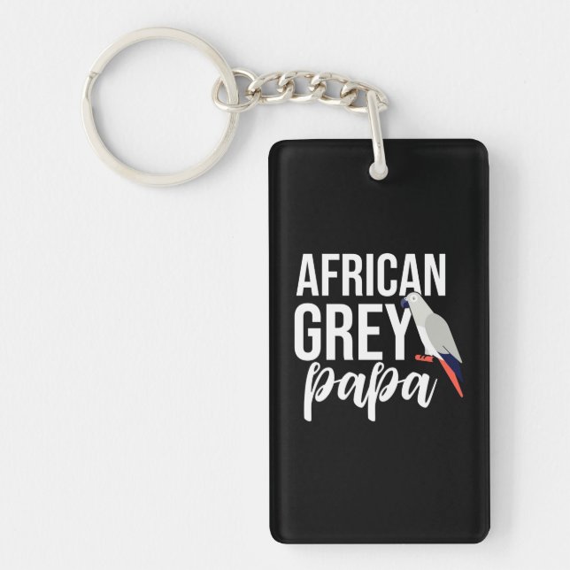 African Grey Parrot Papa Key Ring (Front)