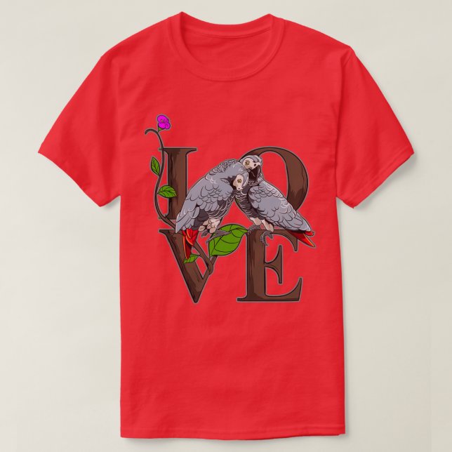 African Grey Parrot Parakeet T-Shirt (Design Front)