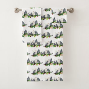 African Grey Parrot Party Bathroom Towels
