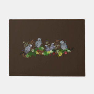 African Grey Parrot Party Door Mat (Brown)