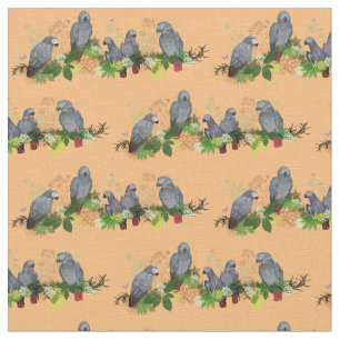 African Grey Parrot Party Fabric (Orange)