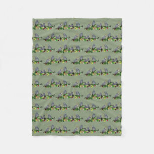 African Grey Parrot Party Fleece Blanket (Green)