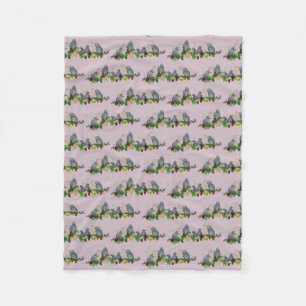 African Grey Parrot Party Fleece Blanket (Pink)