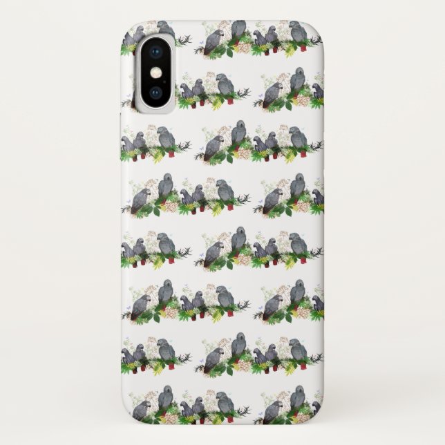 African Grey Parrot Party iPhone X Case (Back)