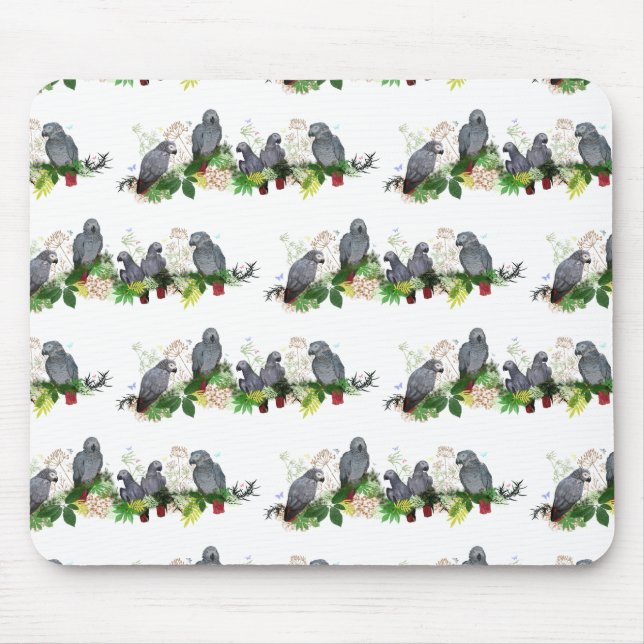 African Grey Parrot Party Mousemat (Front)