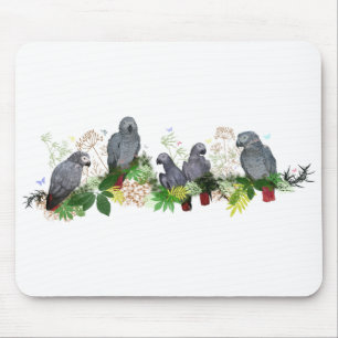 African Grey Parrot Party Mousemat