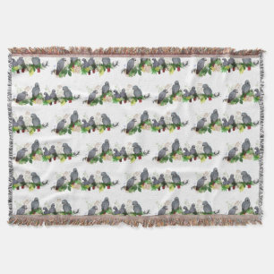 African Grey Parrot Party Throw Blanket