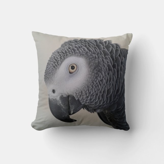 African Grey Parrot Pillow (Front)