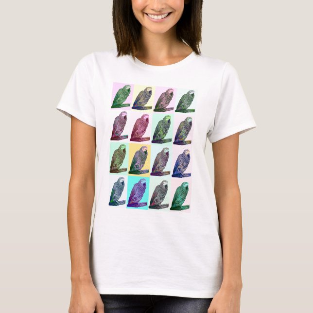 African Grey Parrot Pop Art T-Shirt (Front)