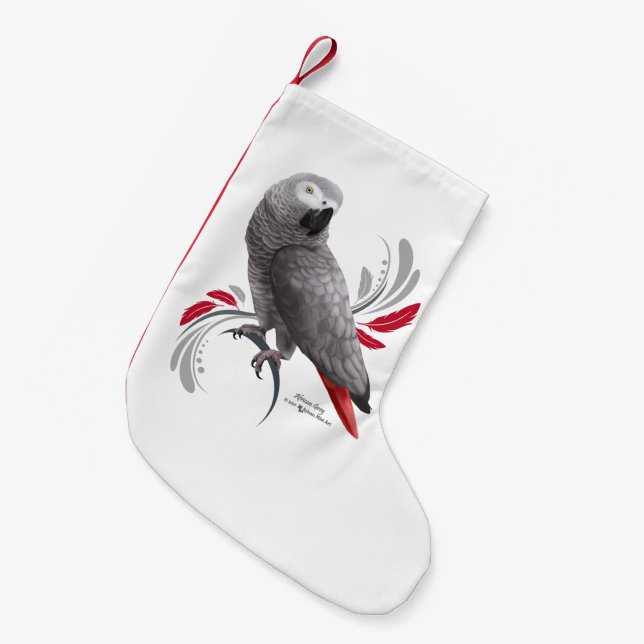 African Grey Parrot Small Christmas Stocking (Front (Hanging))