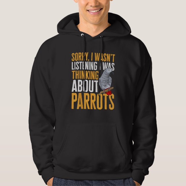 African Grey Parrot Thinking About Parrots Hoodie (Front)