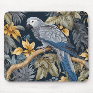 African Grey Parrot Tropical Leaves Mouse Mat