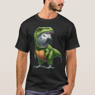 African Grey Parrot Wearing Dinosaur Outfit Funny T-Shirt
