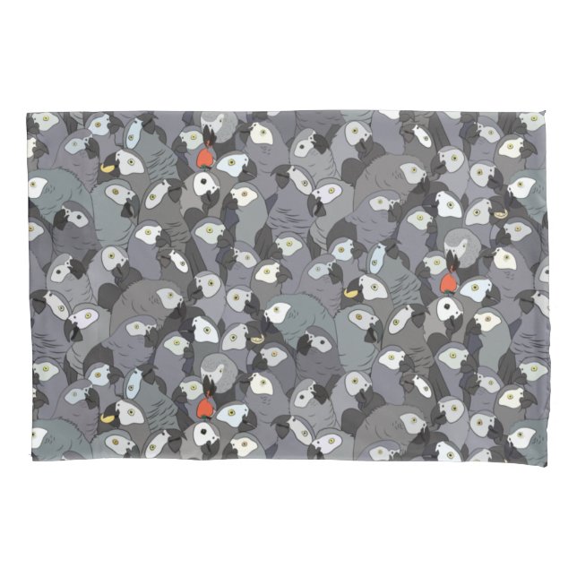 African Grey Parrots All Over Pattern Pillowcase (Front)