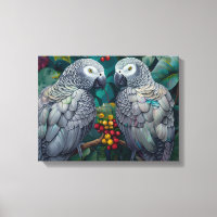 African Grey Parrots Persimmon-Berry Duet 